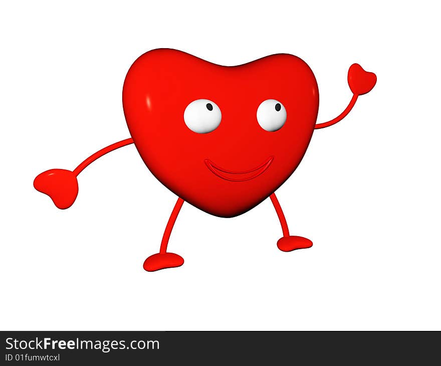 Happy red heart symbol with hands and legs