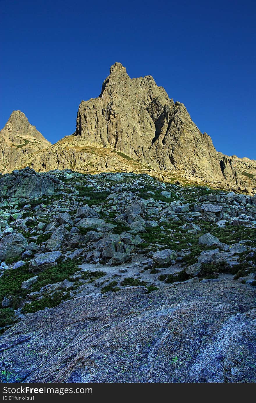 Mountain in the valley of Restonica in Corsica. Mountain in the valley of Restonica in Corsica