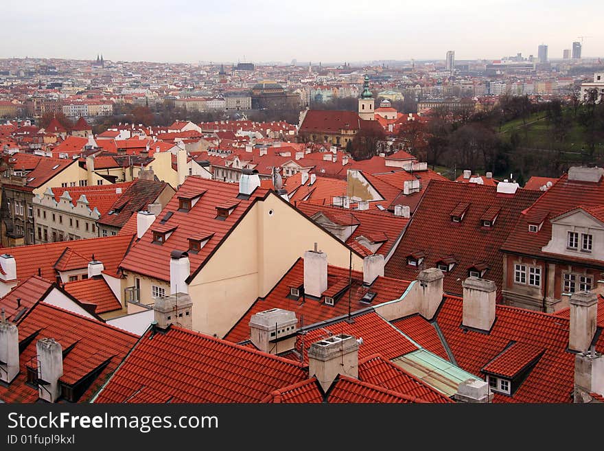 Prague - a city of red roofs.