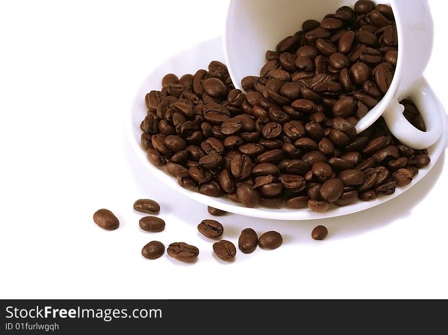 Coffee Beans In White Cup