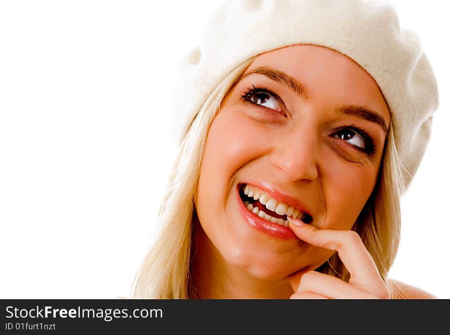 Side View Of Beautiful Woman Looking At Camera