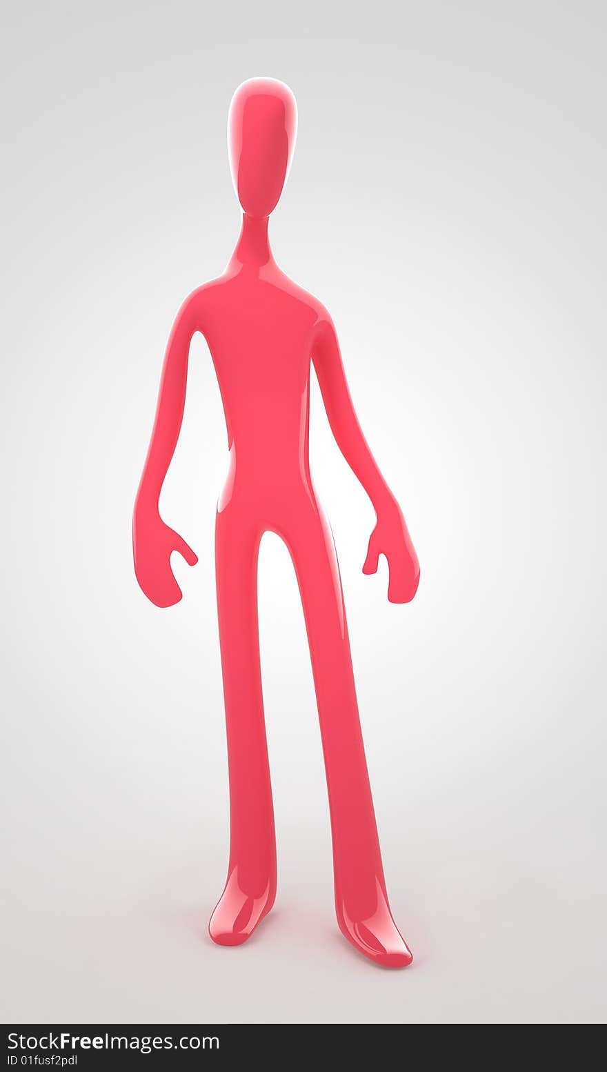 3d red person stands on gray gradient background. 3d red person stands on gray gradient background