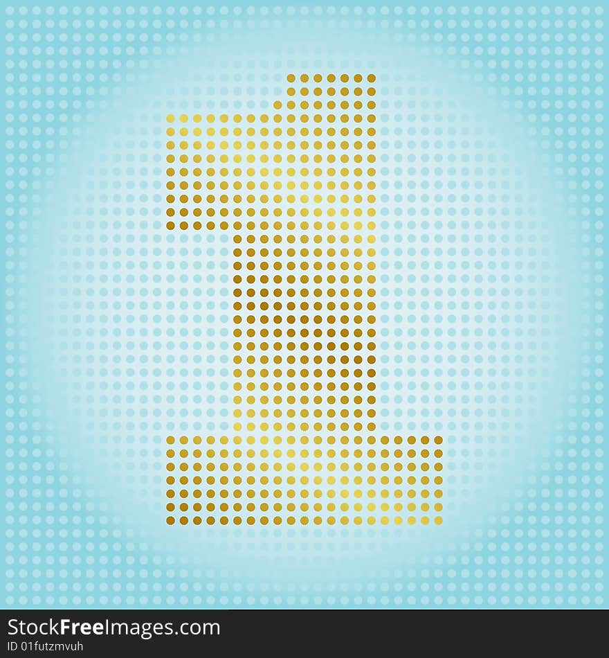 Vector image of number 1 made up of dots