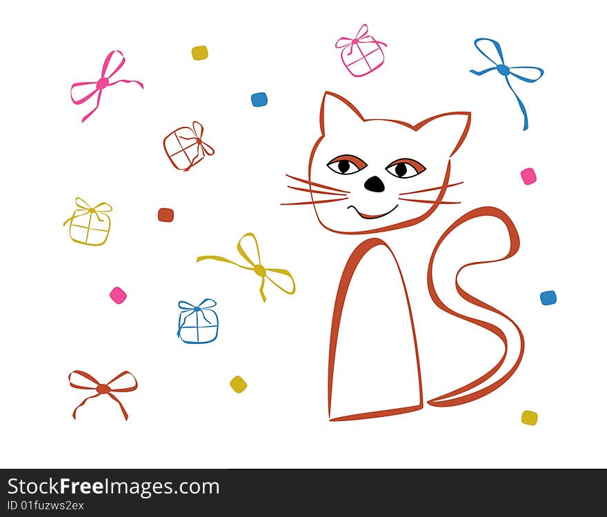 Vector picture with cat for children. Vector picture with cat for children