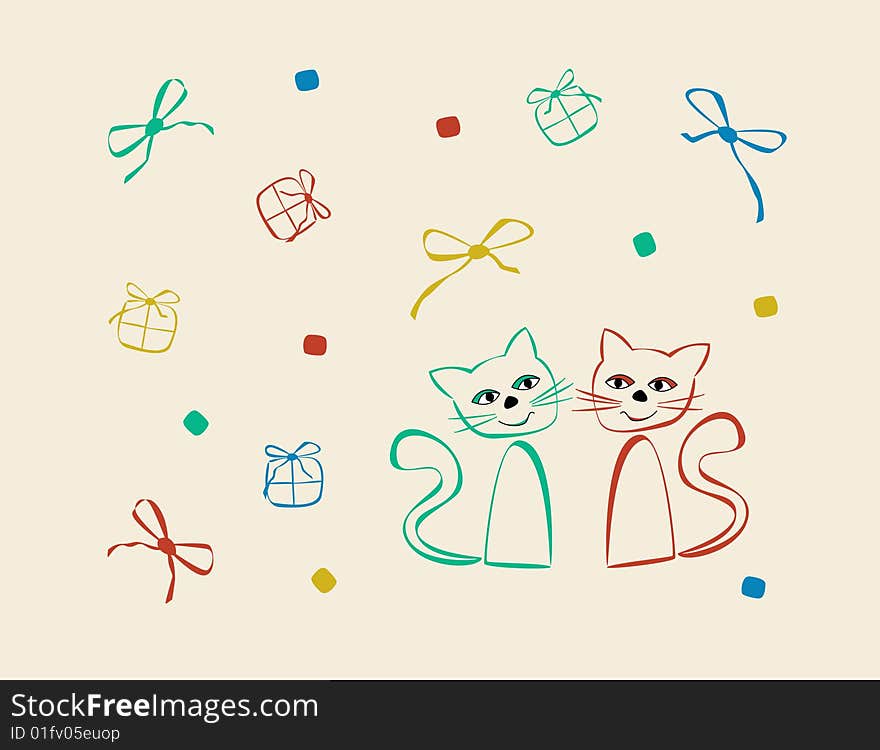 Vector design with cats