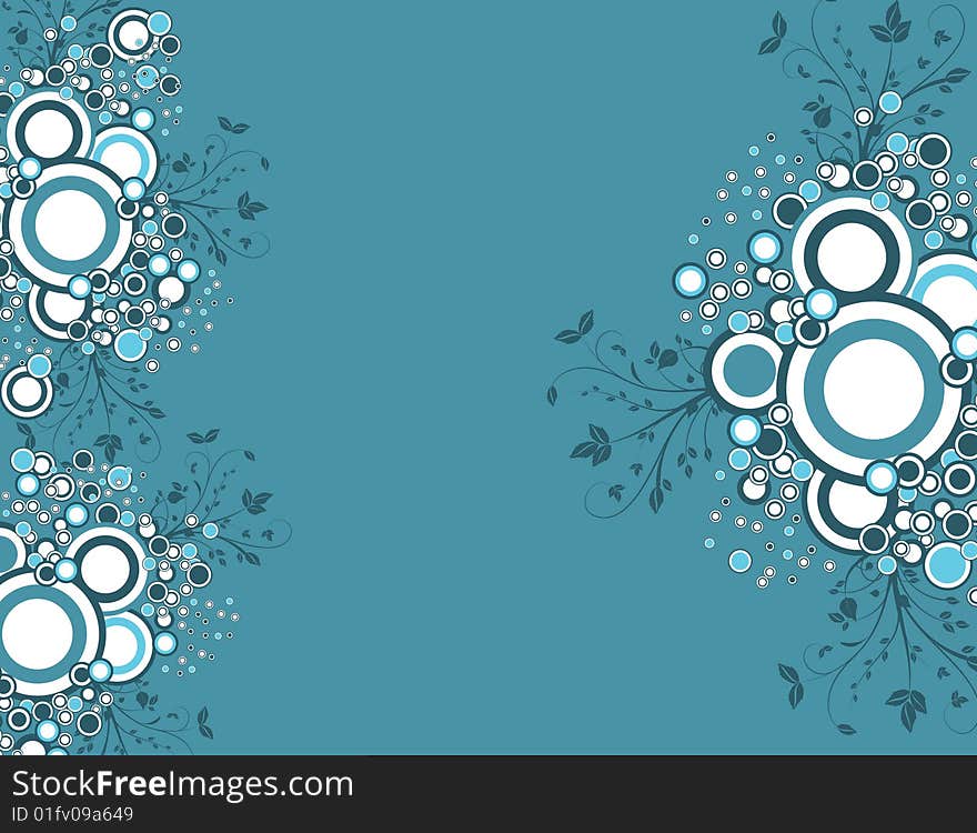 The vector illustration contains the image of blue floral background