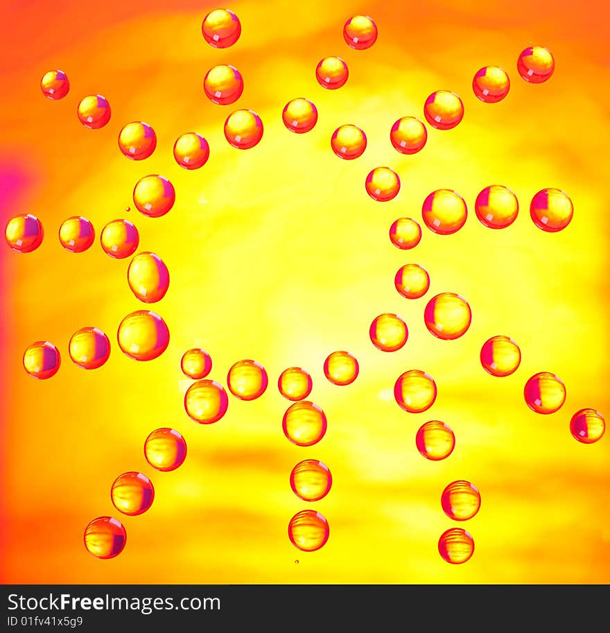 Motley water drops on glass