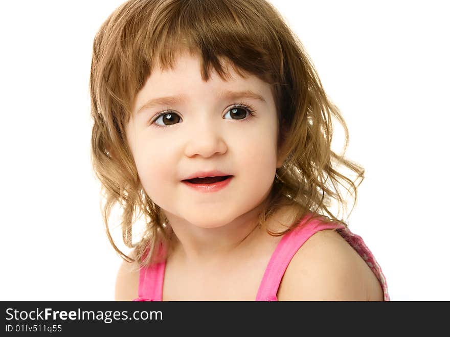 Portrait of an adorable caucasian one year old girl