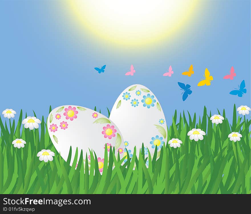 The vector illustration contains the image of eggs