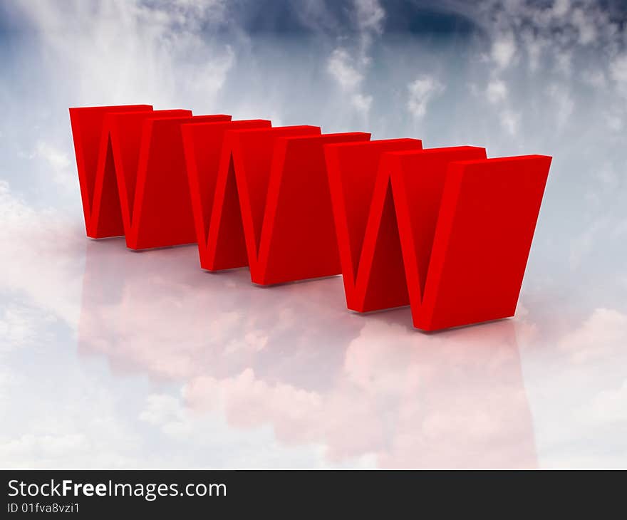 An illustrated background with a red 3D 'www' sign standing for the 'world wide web', on a skyed background. An illustrated background with a red 3D 'www' sign standing for the 'world wide web', on a skyed background.