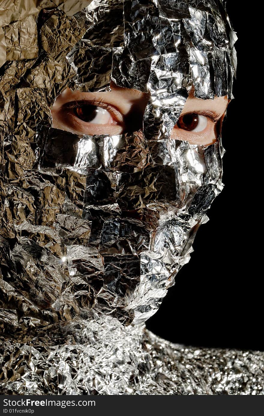 Portrait of the woman with a foil