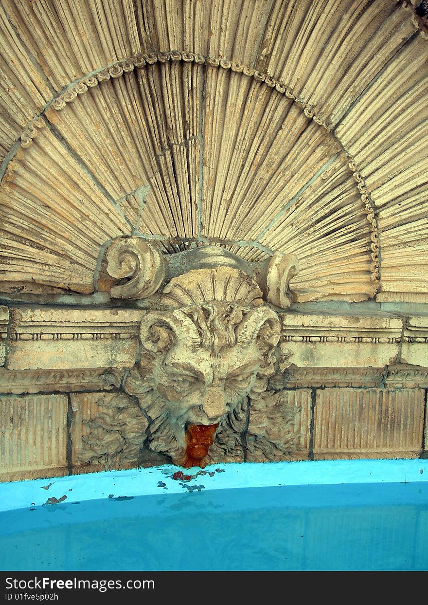 A photograph of a old fountain