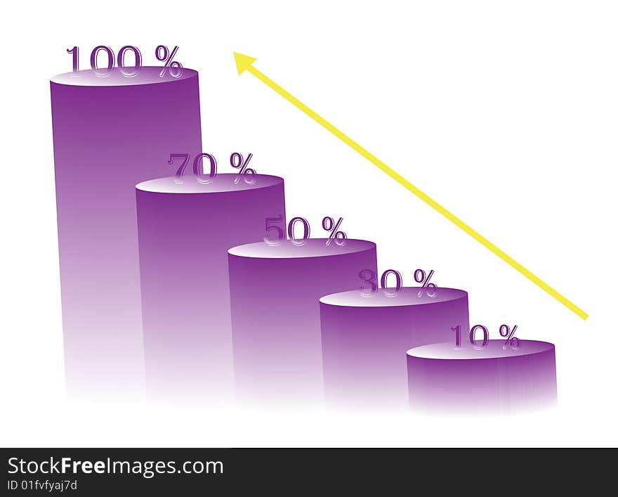 Illustration of violet graph and yellow arrow