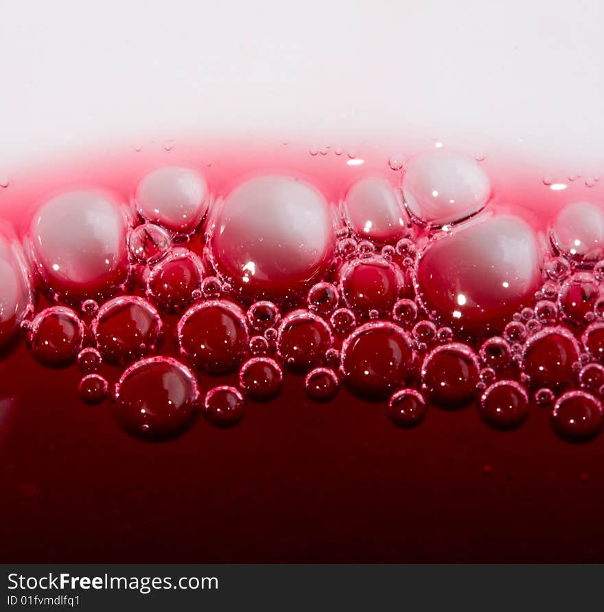 Close-up bubbles in wine