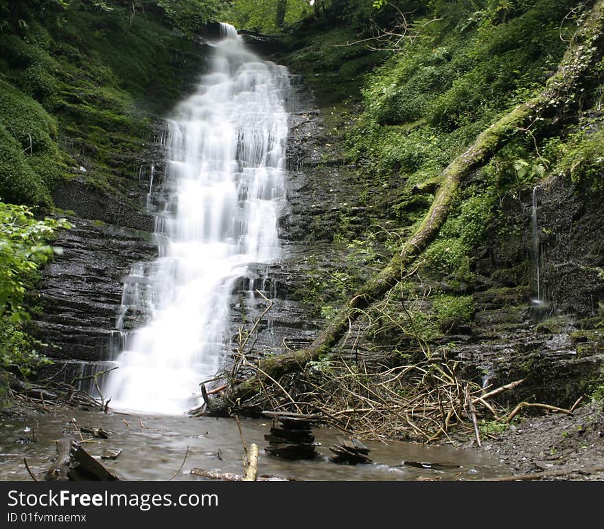 Waterfall in Wales forest