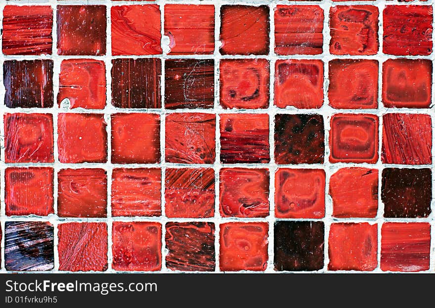 Grunge close pattern of small red tiles. Grunge close pattern of small red tiles