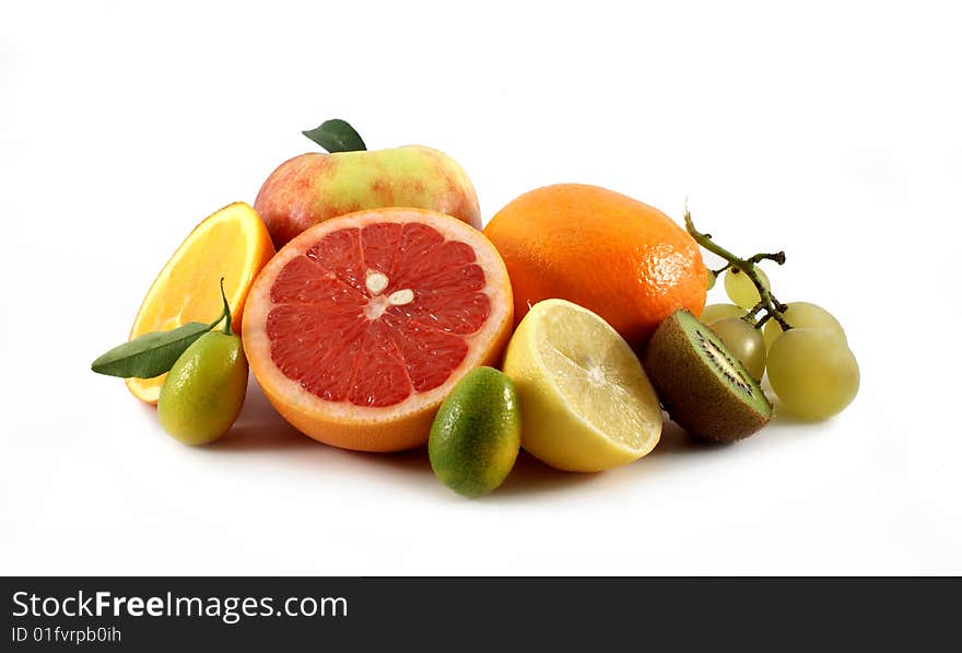 Fresh fruit isolated on white