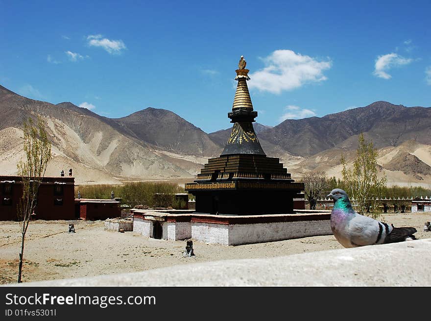 Famous Lamasery Sangyesi at the foot of mountains to the south of Lhasa,Tibet. Famous Lamasery Sangyesi at the foot of mountains to the south of Lhasa,Tibet