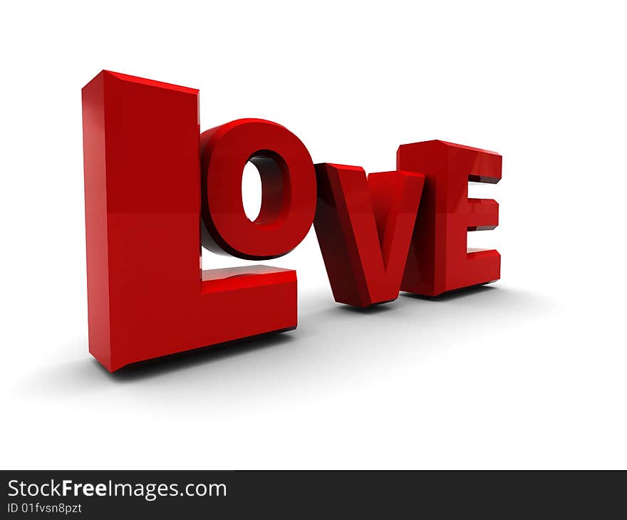 Abstract 3d illustration of love sign over white background