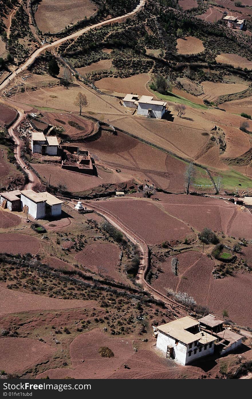 Birdeye view of a tibetan village