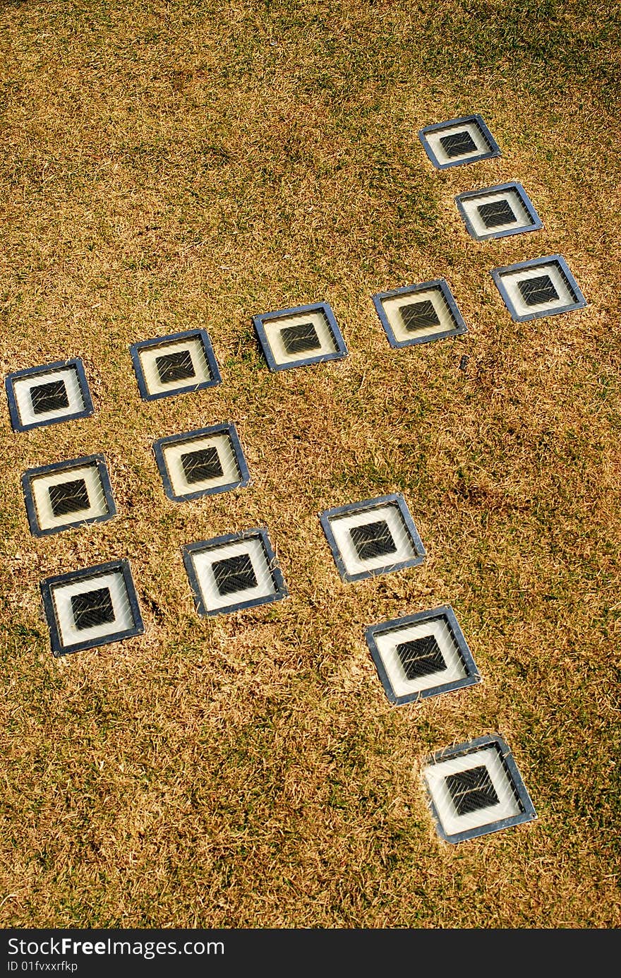 Nice Pattern of Decorative Lights Set in the Ground. Nice Pattern of Decorative Lights Set in the Ground