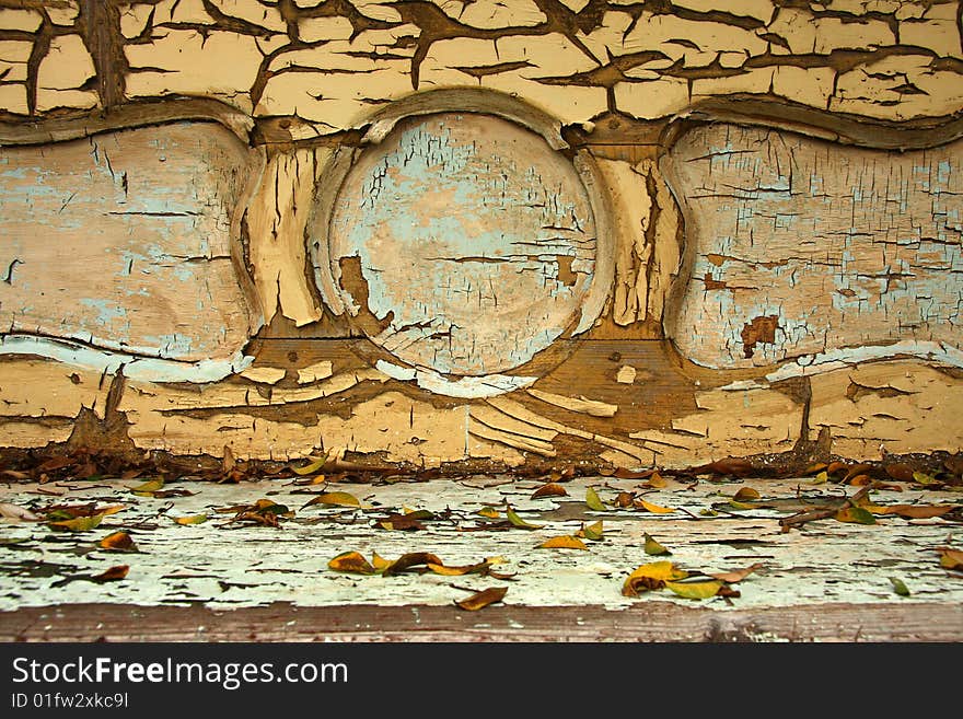 Background, old wooden panel with peeling paint. Background, old wooden panel with peeling paint