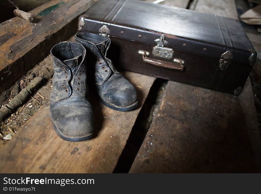 Old shoes and valise