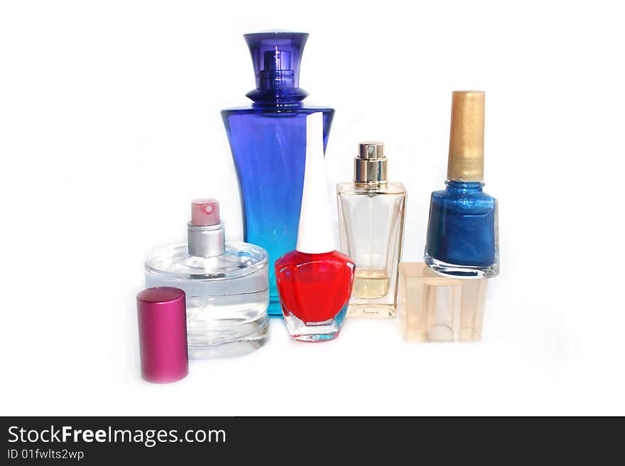 Female cosmetics on a white background