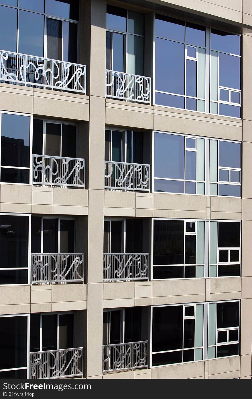 The front of a new modern loft building in downtown. The front of a new modern loft building in downtown