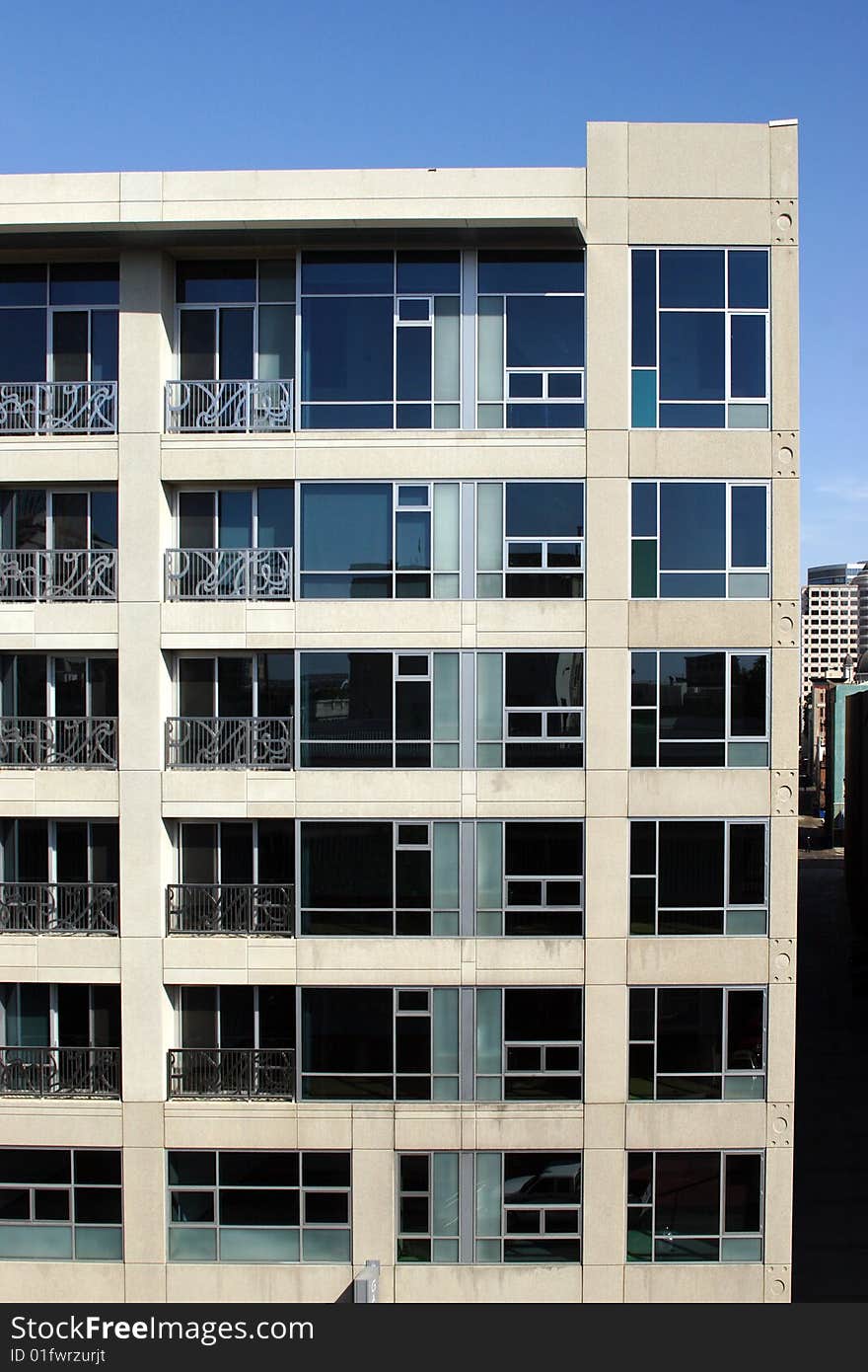 The front of a new modern loft building in downtown. The front of a new modern loft building in downtown