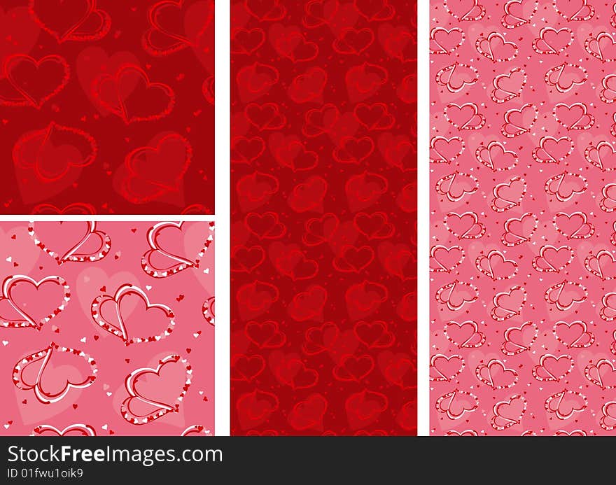 Seamless backgrounds with hearts