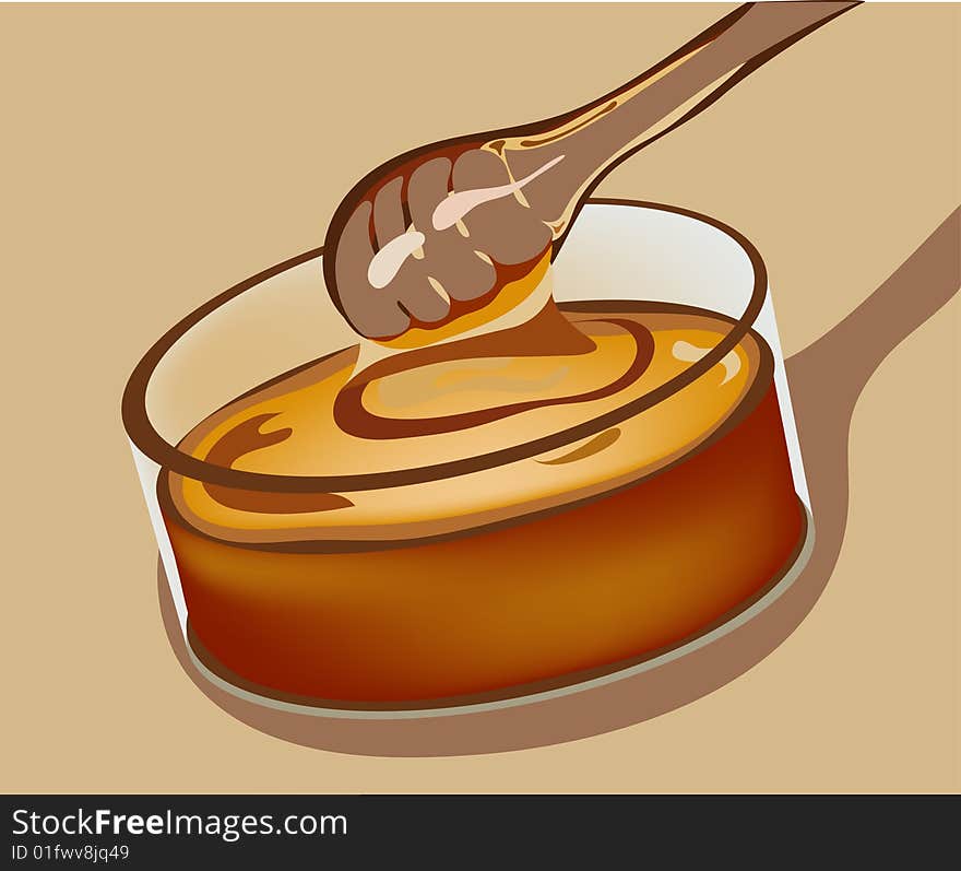 Vectorial illustration of delisious honey in the cristal glass. Easy to redact, all objects on separated layers. Vectorial illustration of delisious honey in the cristal glass. Easy to redact, all objects on separated layers.