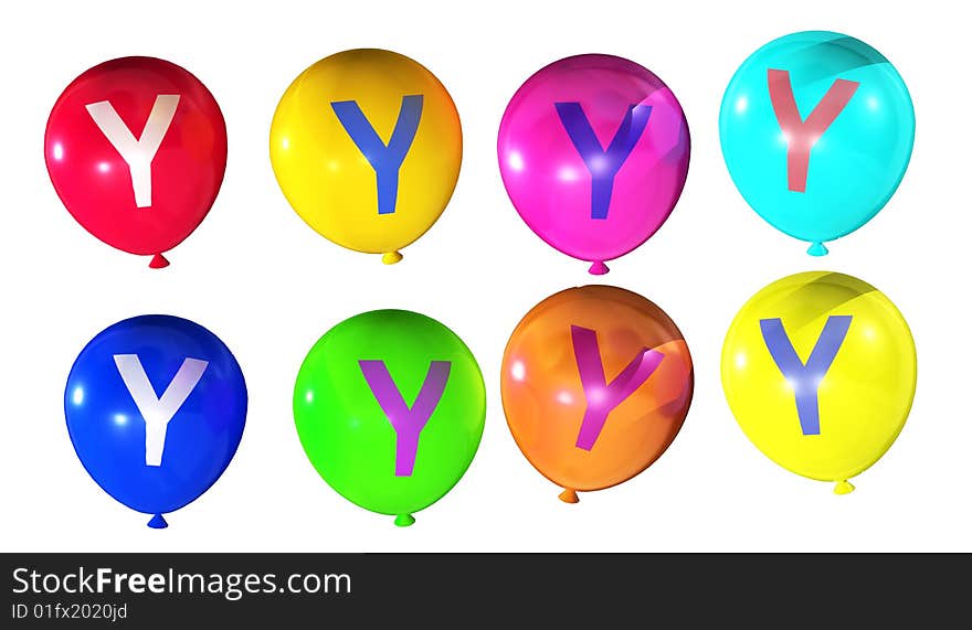 Letter y isolated on colorful balloons