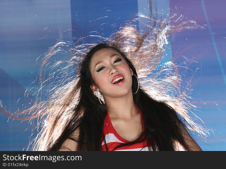 Young girl portrait long hair