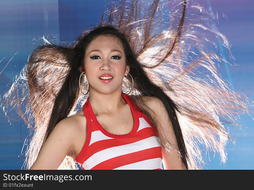 Young girl portrait long hair