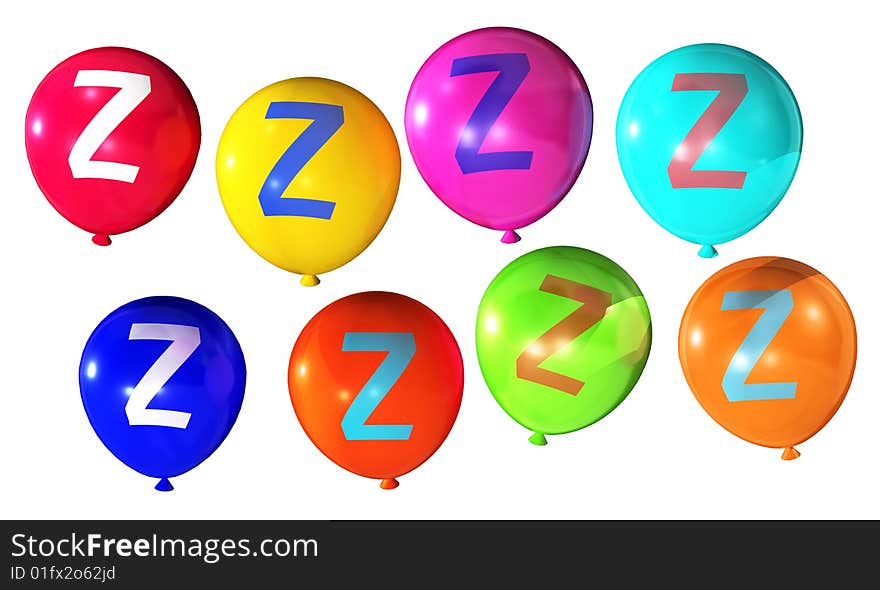 Letter z isolated on colorful balloons