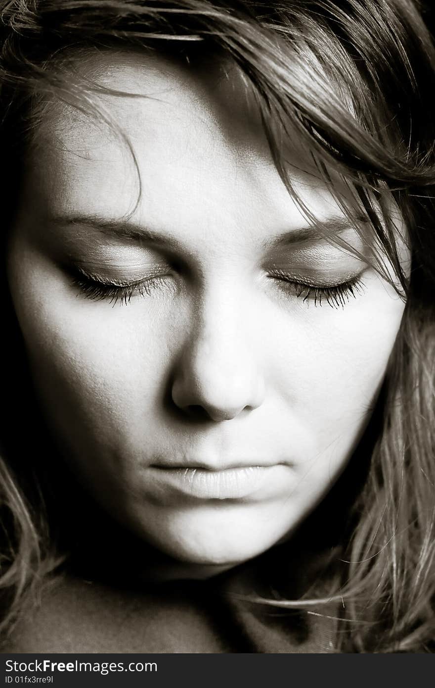 Portrait of adult woman. Studio. Portrait of adult woman. Studio.