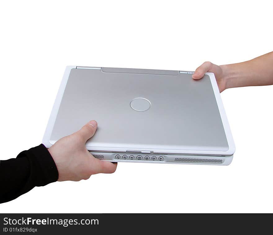 Notebook personal computer on white background