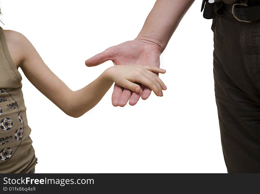 Baby's Hand Being Held by Father. Baby's Hand Being Held by Father