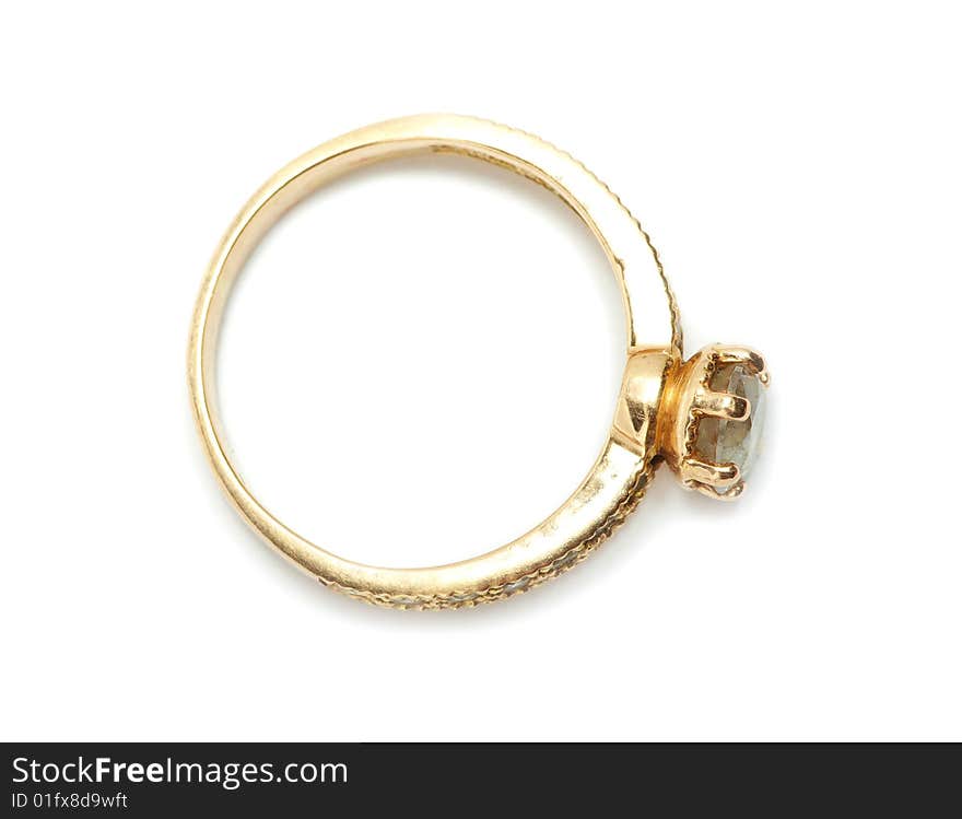 Golden ring isolated on the white background