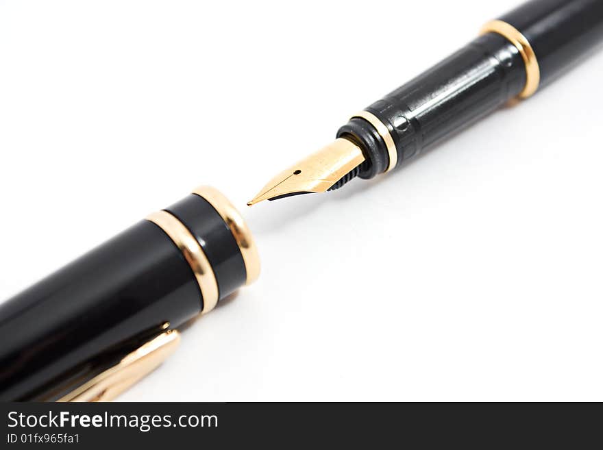 Fountain pen and cap isolated on white background