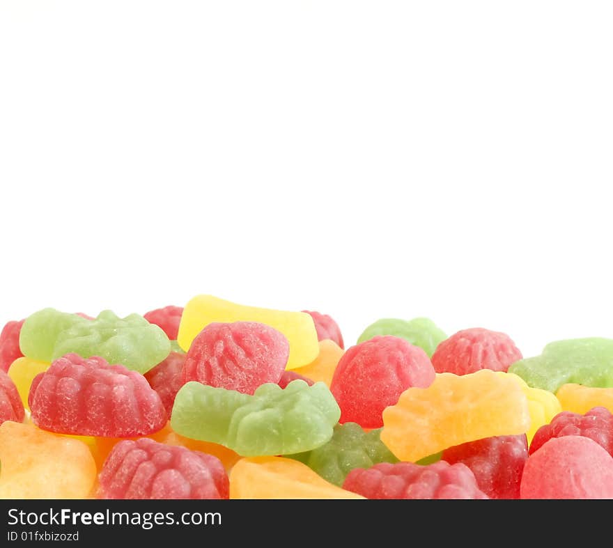 Color gelatinous sweets isolated on white background