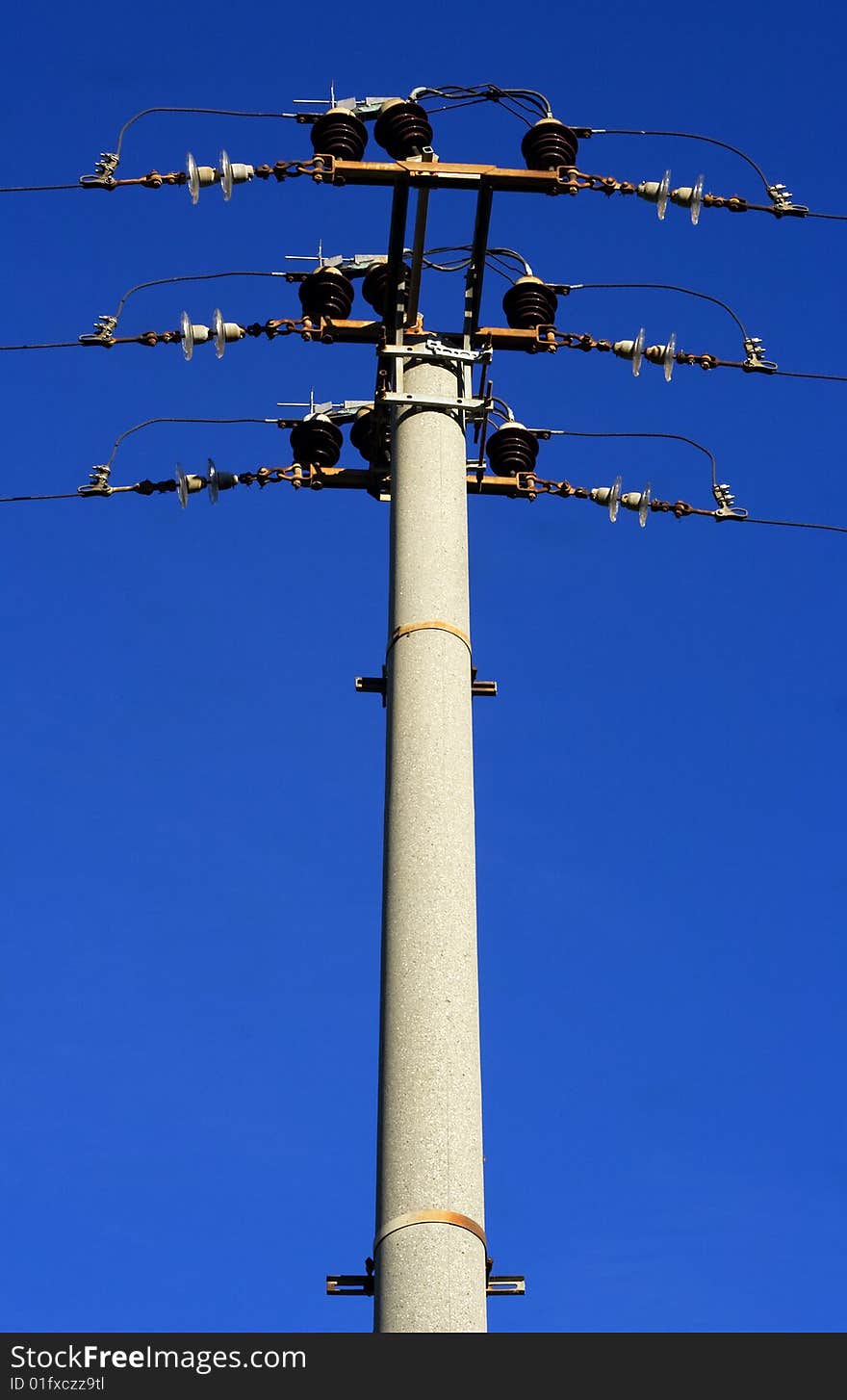 Pile of high tension with blue sky. Pile of high tension with blue sky