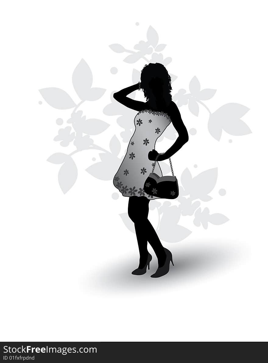 Fashionable sexy woman silhouette, vector. Fashionable sexy woman silhouette, vector.