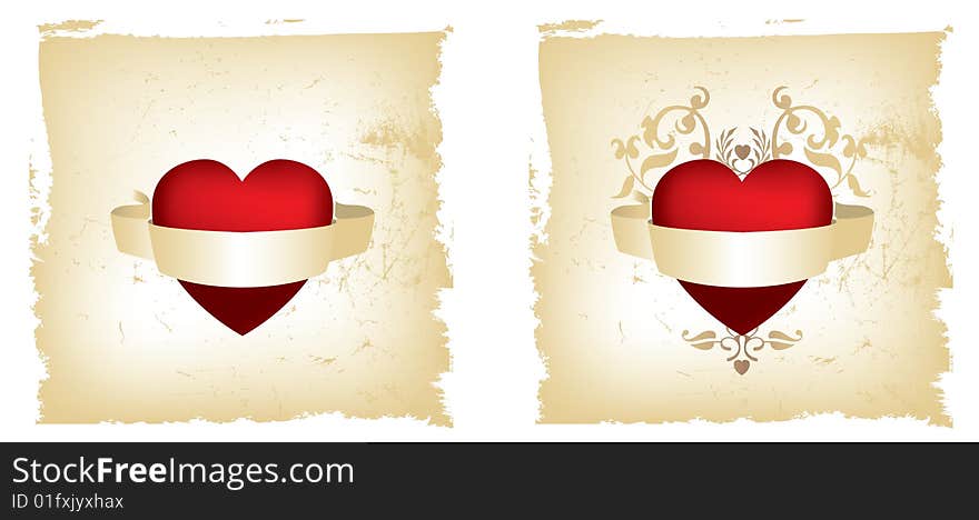 Elaborate Grunge Red And Gold Heart