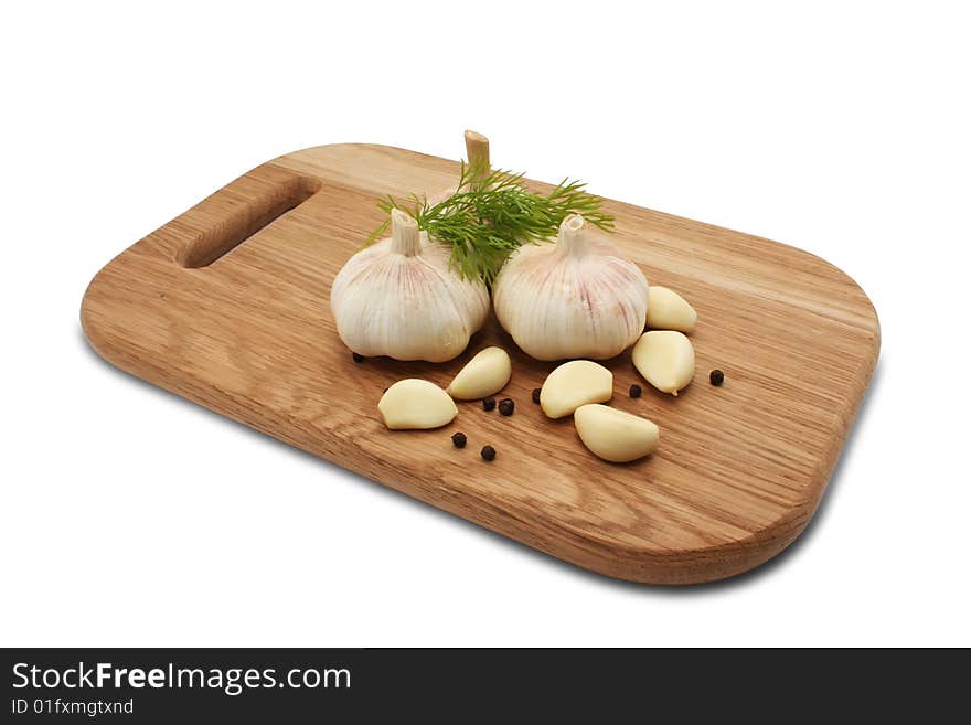 Garlic on a chopping board