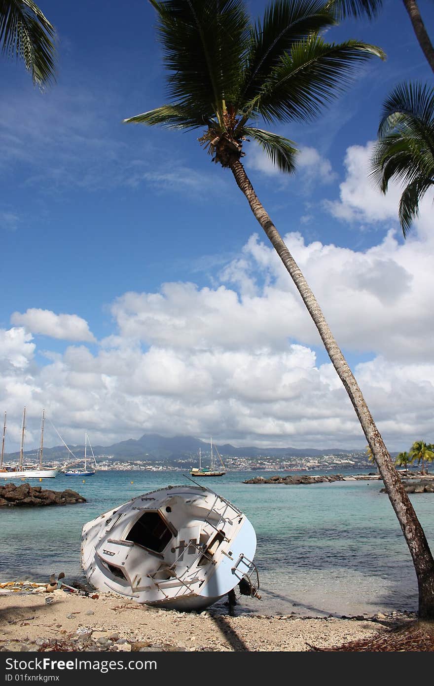 Fishing boat on the beach, Martinique island