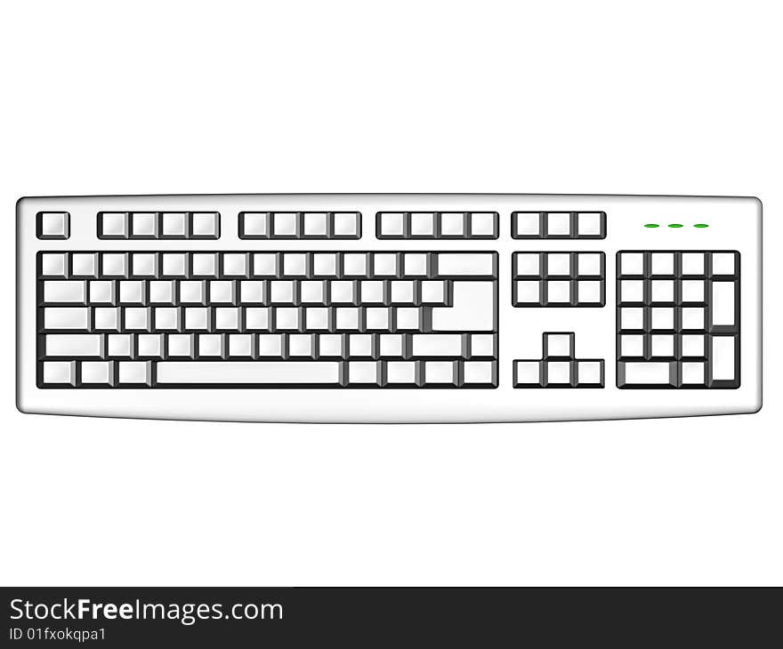 Computer keyboard with empty keys isolated on white