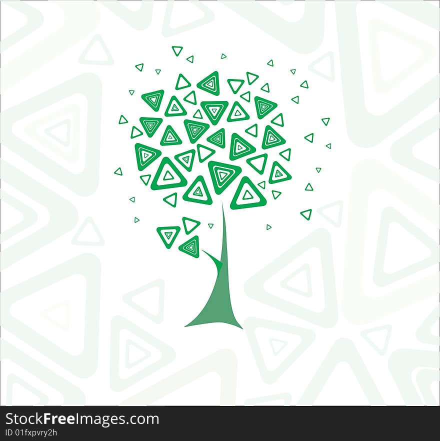 Stylish spring tree. Decorative design.