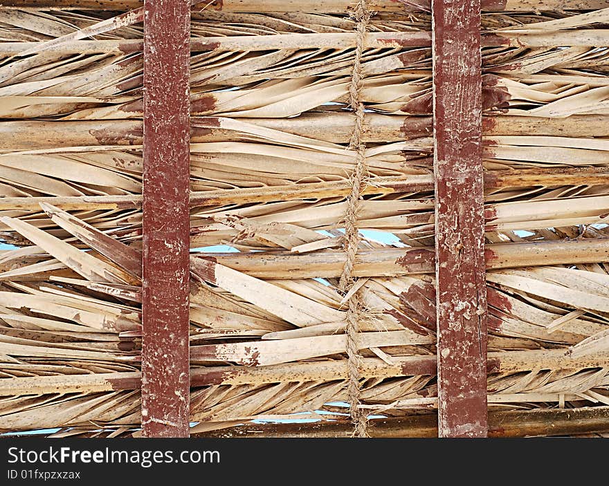 Palm leaf roof texture. Beach hut roof.